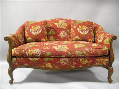 Appraisal: HICKORY CHAIR COMPANY 'FRENCH LOVESEAT' The scrolling padded back over