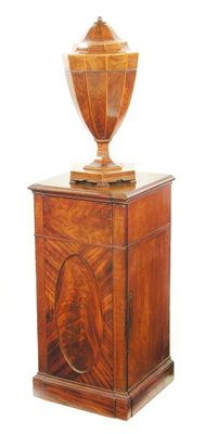 Appraisal: A George III mahogany cutlery urn inlaid feather stringing and