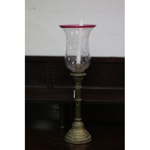 Appraisal: Decorative stormlight on brass pedestal base approx cm H