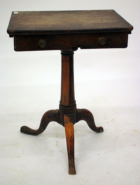 Appraisal: AN EARLY TH CENTURY SOFTWOOD ADJUSTABLE TRIPOD TABLE with two