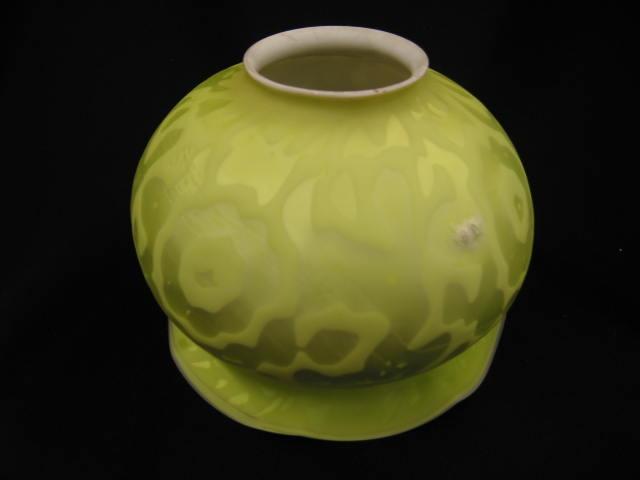 Appraisal: Victorian Moire M O P Art Glass Shade lime green