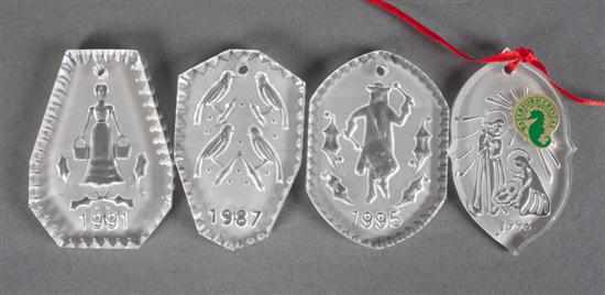 Appraisal: Waterford partially frosted crystal Christmas ornaments includes ''The Twelve Days