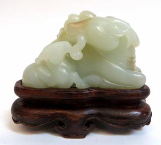 Appraisal: White Jade Carved Double Sheep White Jade Carved Double Sheep