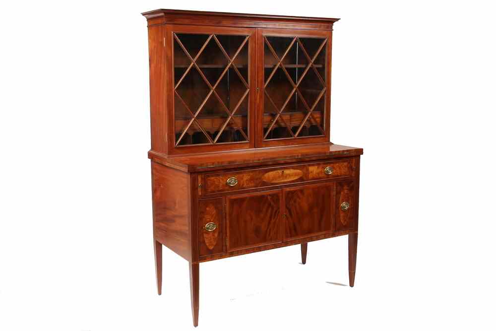 Appraisal: FEDERAL PERIOD SECRETARY - Fine Two-Part Mahogany Bookcase Secretary circa