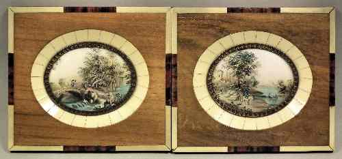 Appraisal: A pair of miniature paintings - Rural scenes in th