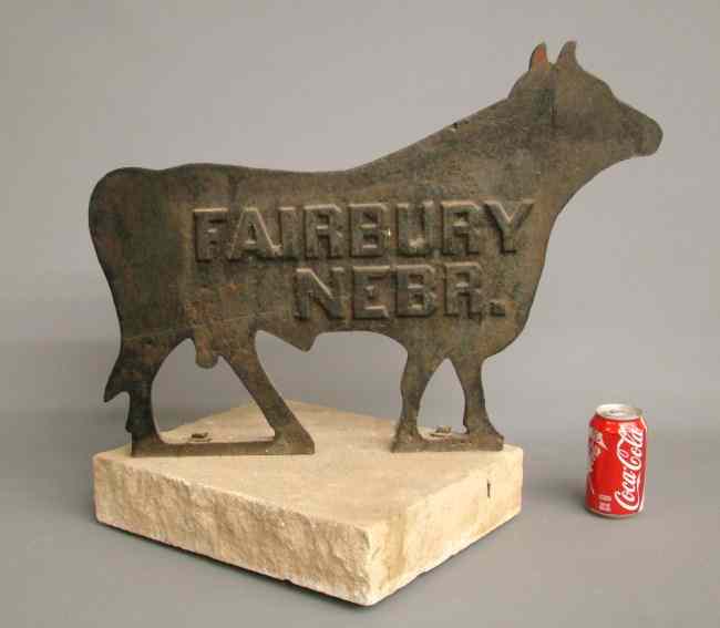 Appraisal: Cast iron bull windmill weight ''FAIRBURY NEBR '' '' x