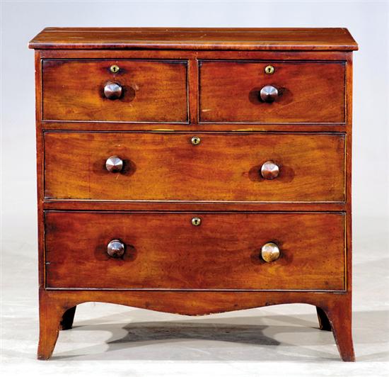 Appraisal: Georgian style mahogany chest of drawers circa straight top with