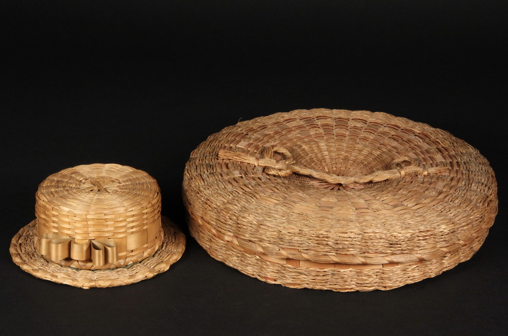 Appraisal: NATIVE AMERICAN BASKETS - Both circa in sweetgrass and ash