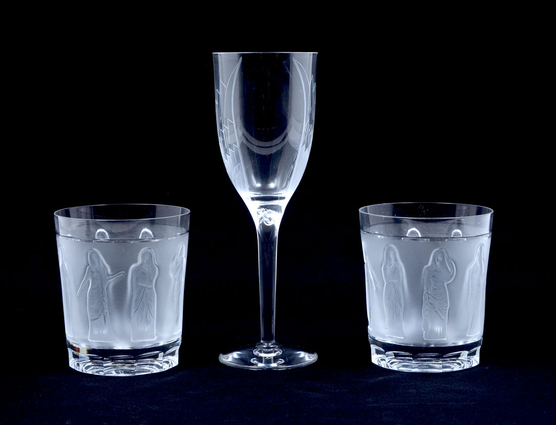 Appraisal: LALIQUE CRYSTAL ANGE STEM AND FEMMES TUMBLERS pieces Lalique crystal