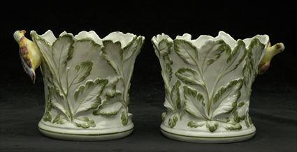 Appraisal: Pair of Italian Maiolica Jardini res Retailed by Tiffany Co