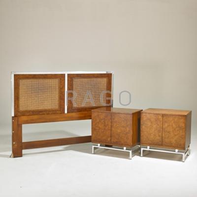 Appraisal: WHITE FURNITURE COMPANY King-size headboard and two nightstands USA s