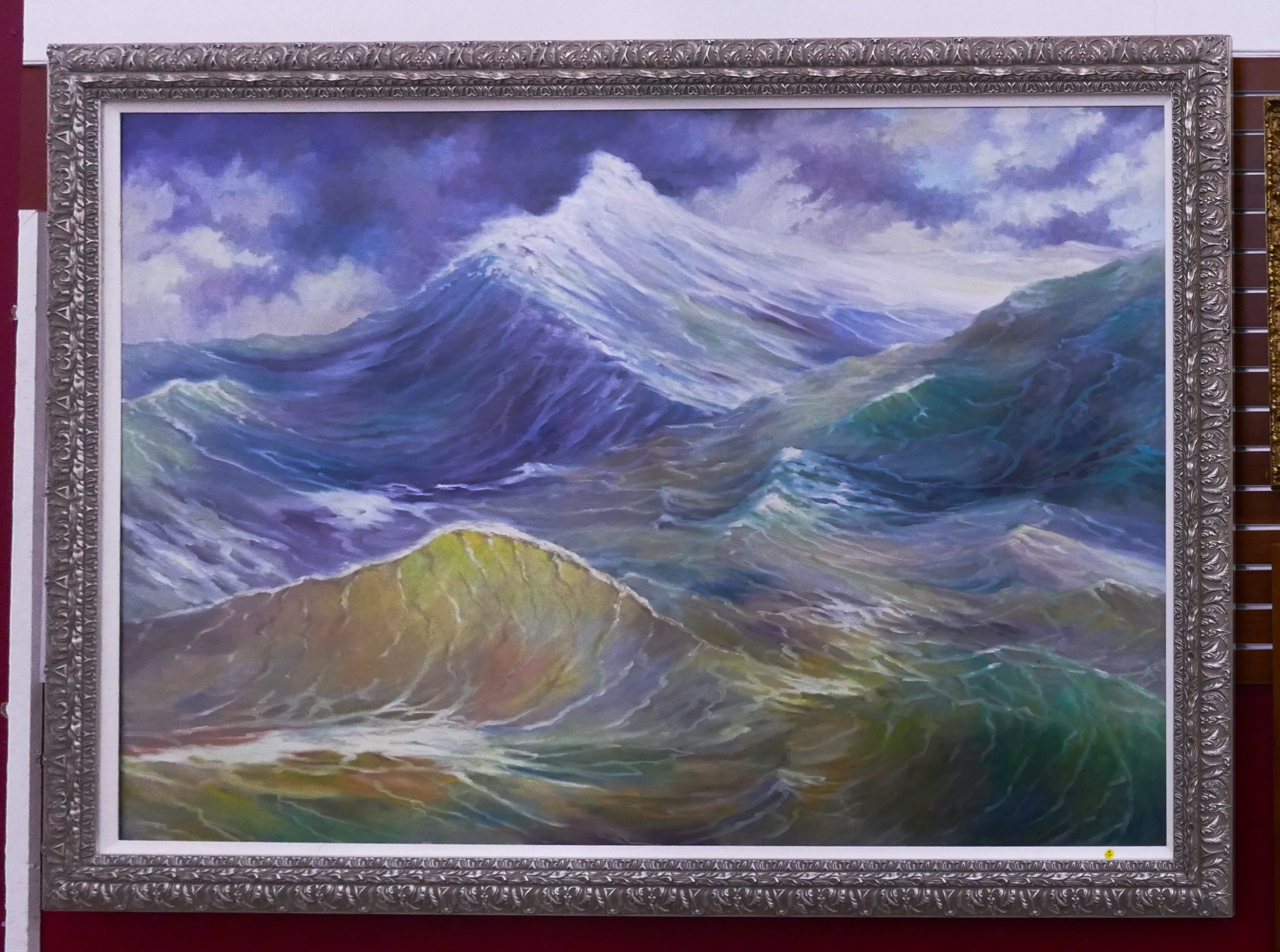 Appraisal: Massive New Zealand Modernist Seascape Oil Painting signed Thomas tear