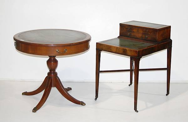 Appraisal: A George III style mahogany drum table together with a