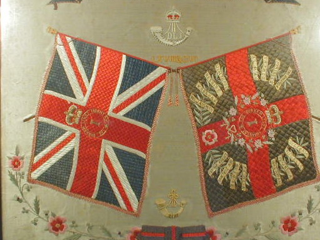 Appraisal: A silk work panel of the Durham Light Infantry x