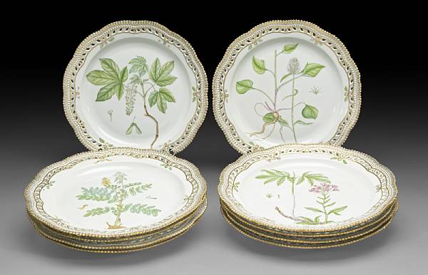 Appraisal: A set of ten Royal Copenhagen porcelain Flora Danica platters