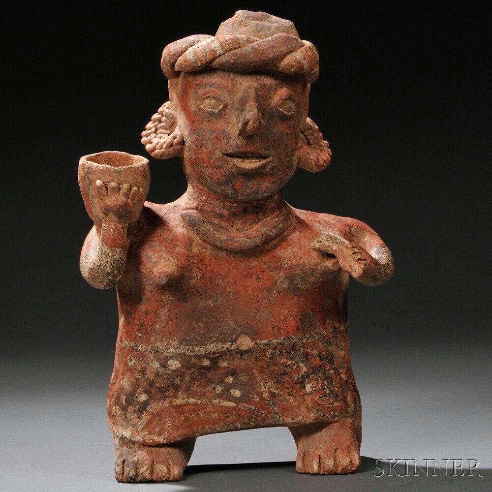 Appraisal: Nayarit Female Figure with Bowl and Fan Mexico c B