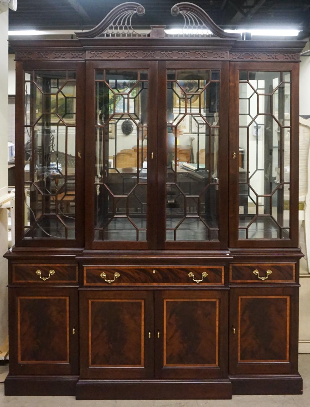 Appraisal: Stickley Federal Style Satinwood Inlaid Mahogany Two-Part China Cabinet x