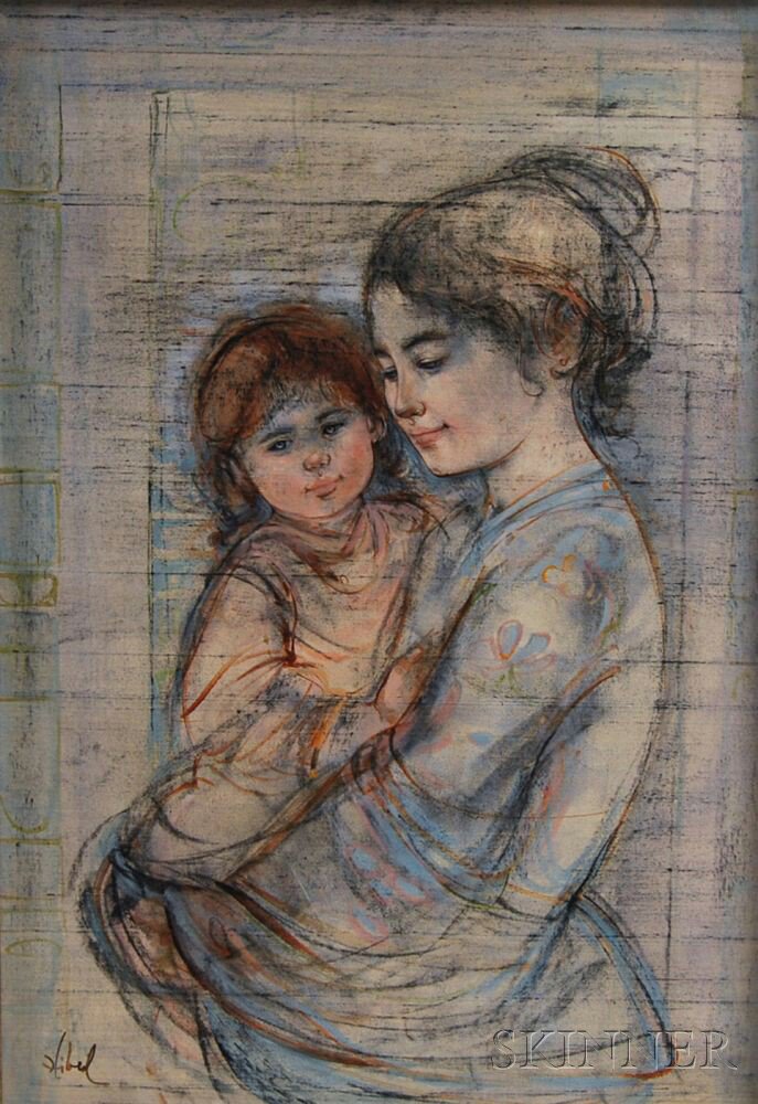 Appraisal: Edna Hibel American b Mother and Child Signed Hibel l