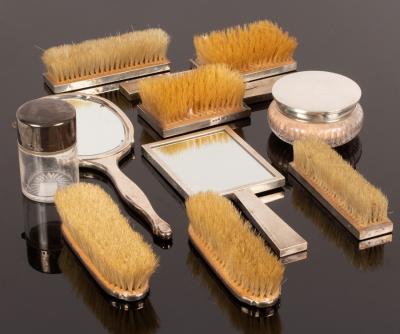 Appraisal: An Art Deco silver dressing table set Finnigans Ltd London