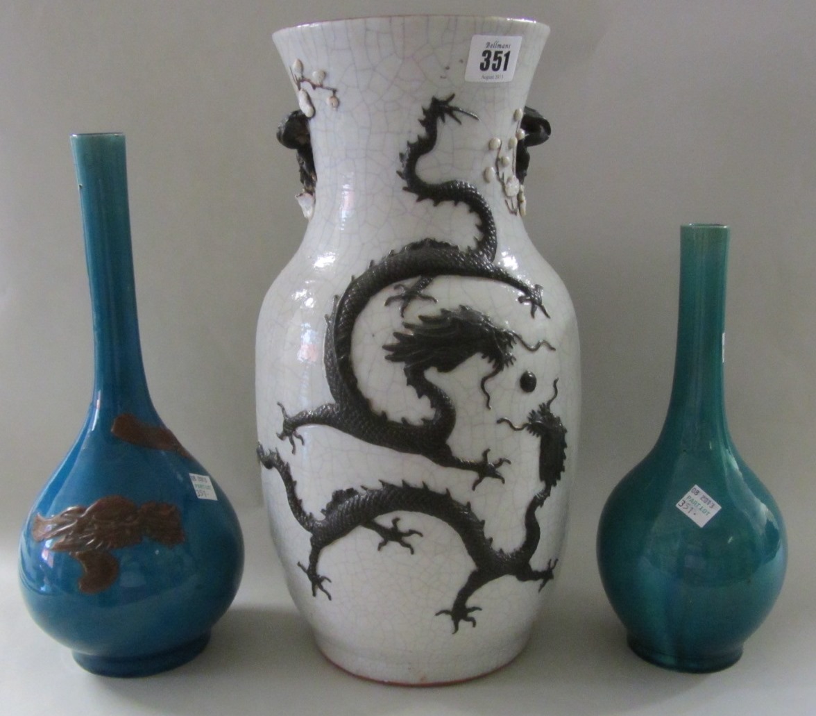 Appraisal: A Chinese crackle glazed vase late th century decorated in