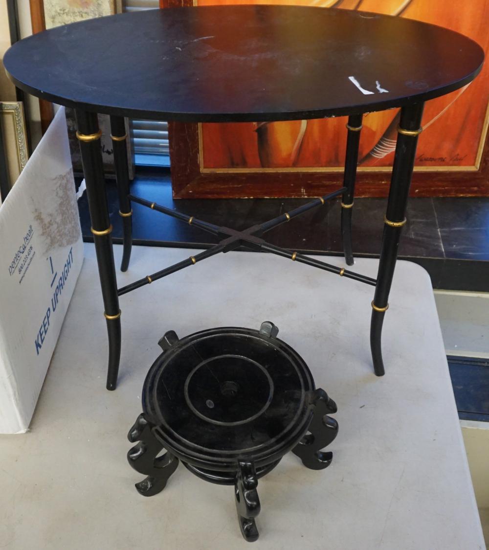 Appraisal: REGENCY STYLE EBONIZED WOOD TRAY STAND AND CHINESE HARDWOOD STANDRegency