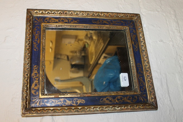 Appraisal: A VENETIAN STYLE BLUE GROUND AND GILT PAINTED SMALL WALL