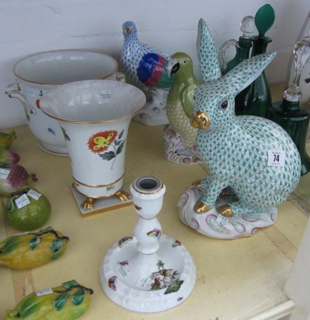 Appraisal: A group of Herend porcelain including an Imari green rabbit