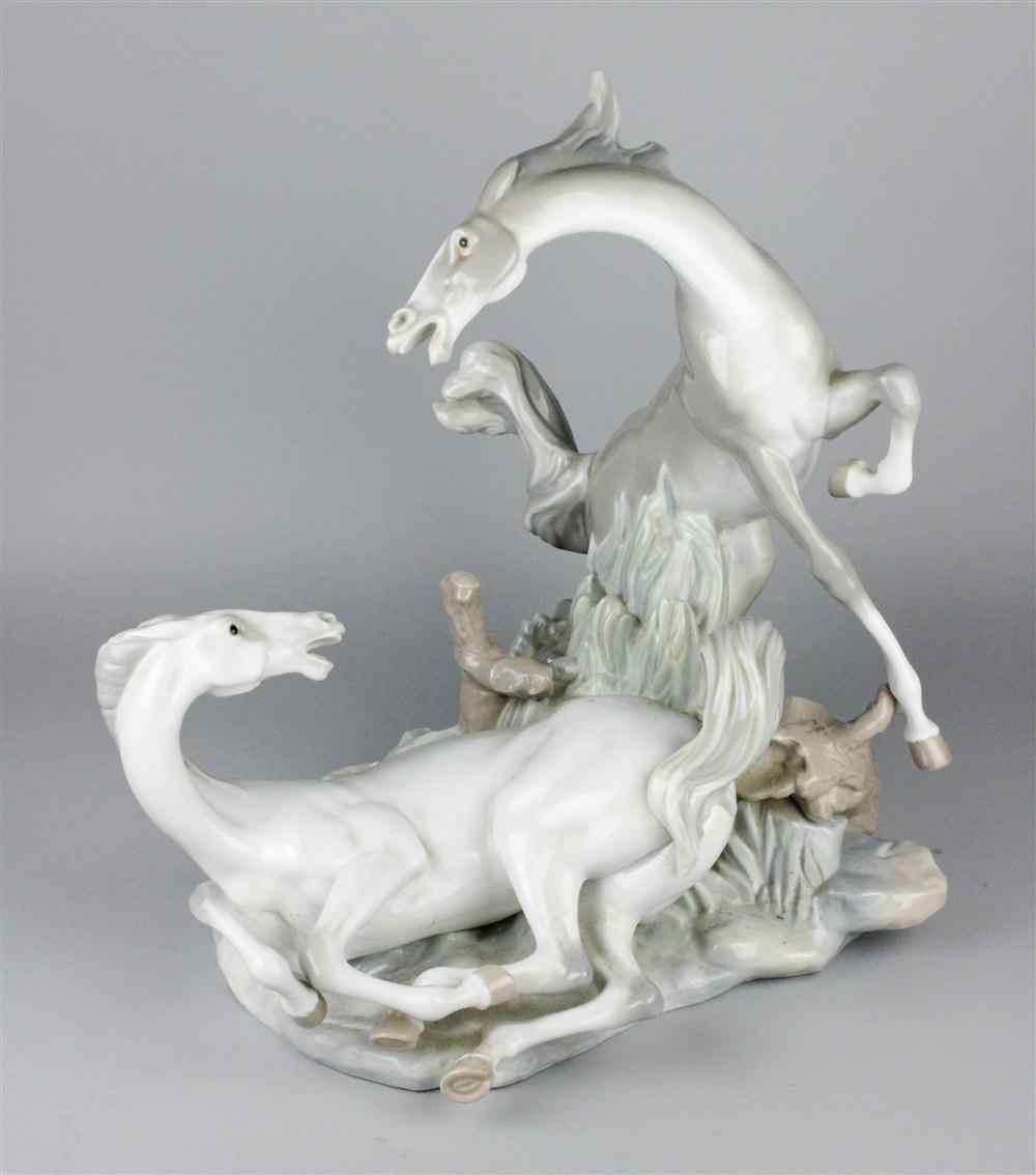 Appraisal: LLADRO 'TWO HORSES' GROUP impressed and incised marks this is