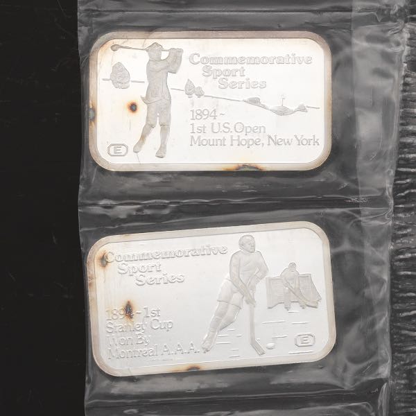 Appraisal: SIX VINTAGE THE ENGELHARD MINT COMMEMORATIVE SPORT SERIES PURE SILVER