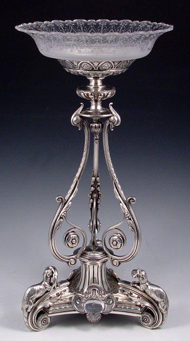 Appraisal: ELKINGTON OTTER FIGURAL SILVERPLATE CENTERPIECE Foliate scroll with otters and