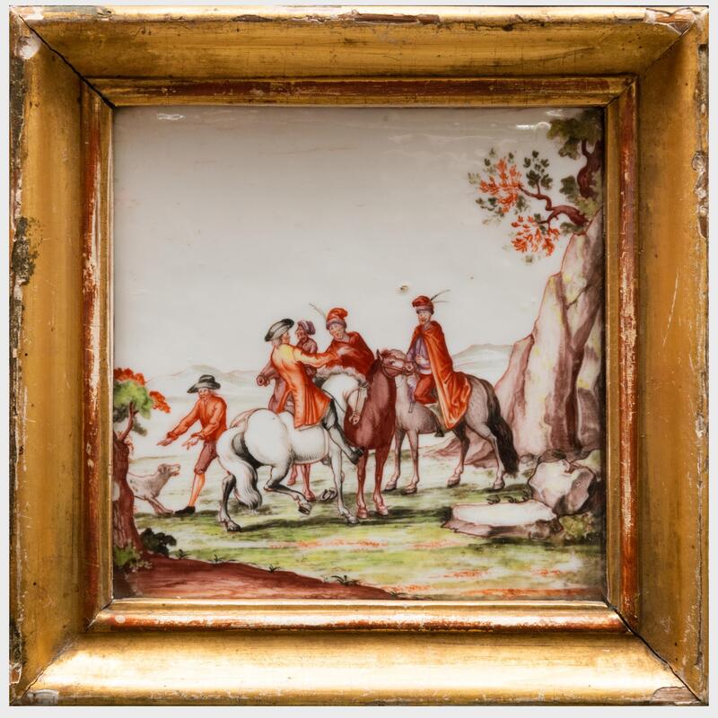 Appraisal: Meissen Porcelain Plaque Framed The plaque x in x in