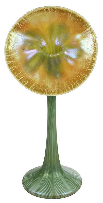 Appraisal: Quezal Jack in the Pulpit Art Glass Vase American early