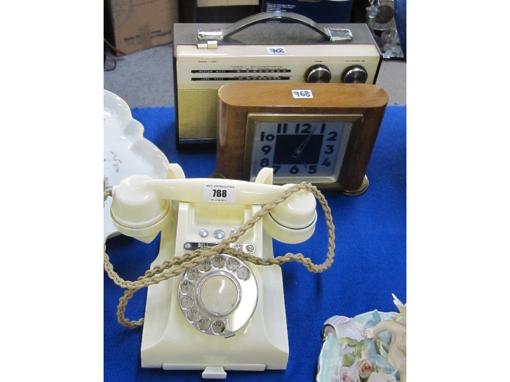 Appraisal: White Bakelite telephone Alba ninety nine radio and a Glen