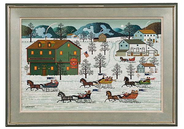 Appraisal: COUNTRY RACE BY CHARLES WYSOCKI AMERICAN - oil on canvas