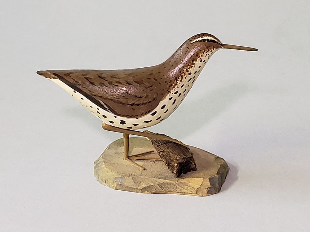 Appraisal: Miniature Hand Carved and Painted Shorebird Decoy Miniature Hand Carved