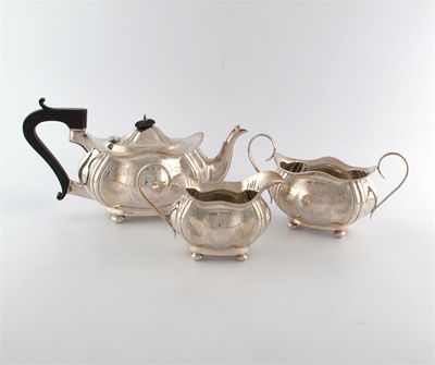 Appraisal: A three-piece silver tea set by J Gloster Limited Birmingham