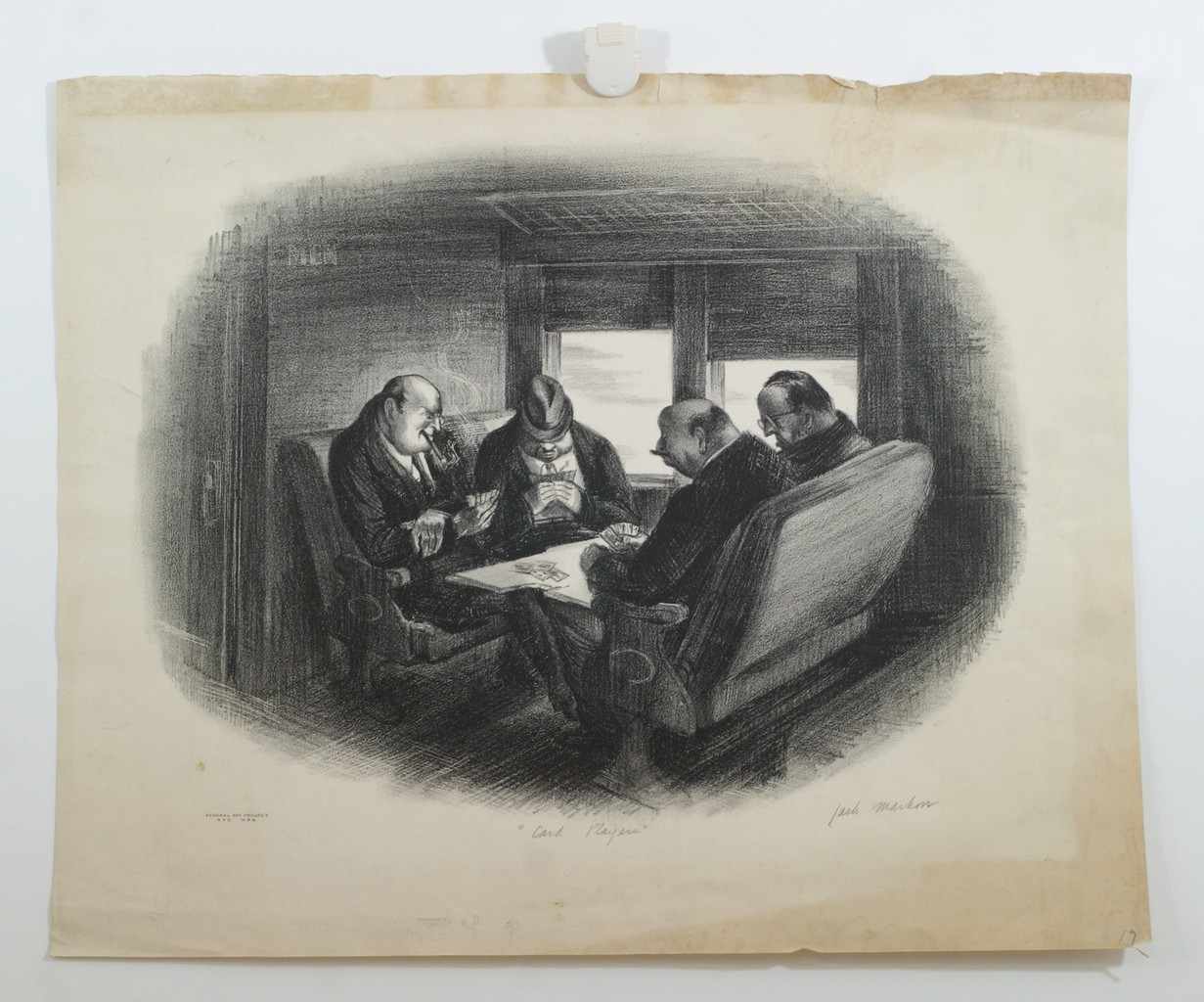 Appraisal: Jack Markow American th c lithogrpah Card Players x unframed