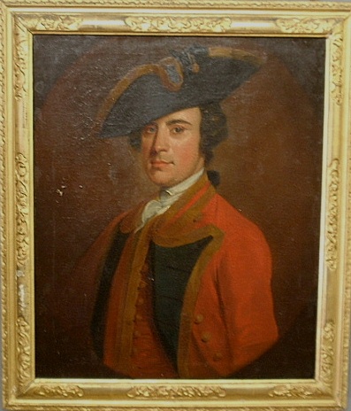 Appraisal: - Oil on canvas portrait of a British officer in