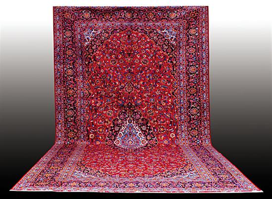 Appraisal: Persian Kashan carpet ' x ' of border lacking from