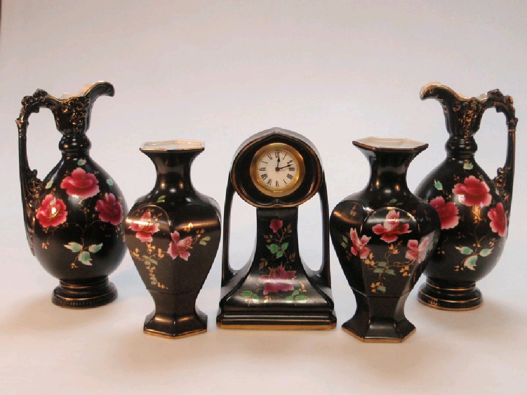 Appraisal: A quantity of Blyth pattern ceramics black ground with rose