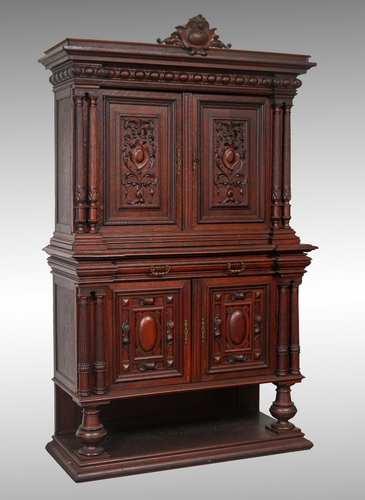 Appraisal: TH C EUROPEAN CARVED OAK DOOR CABINET European - door