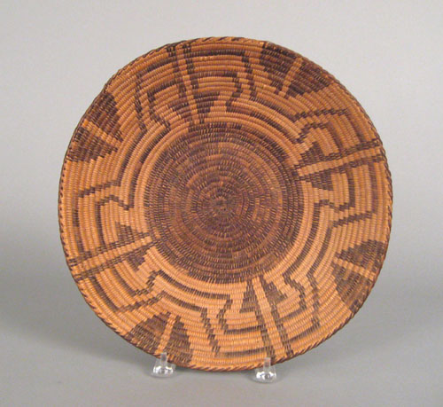 Appraisal: Pima coiled basketry bowl with a central circle surrounded by