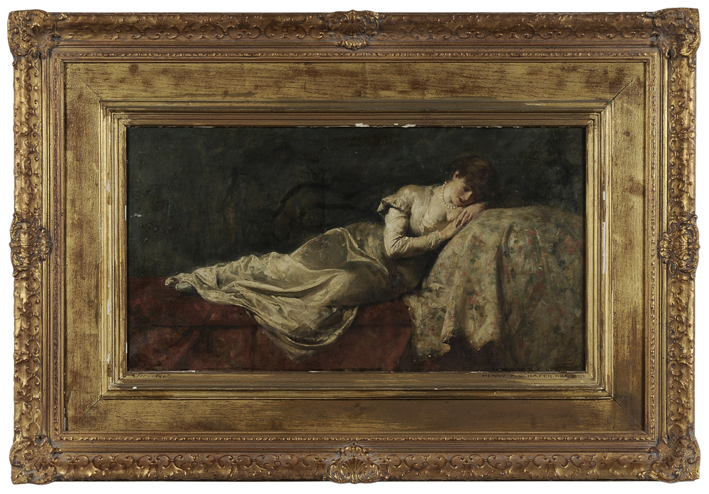 Appraisal: Henry Thomas Schafer British - Reverie oil sketch of reclining