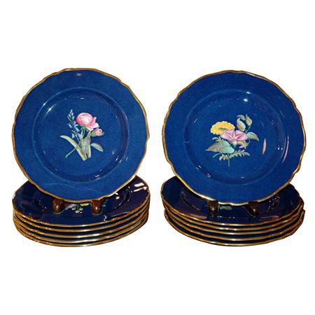 Appraisal: Set of Spode Copeland Floral Decorated Cobalt Ground Porcelain Dessert