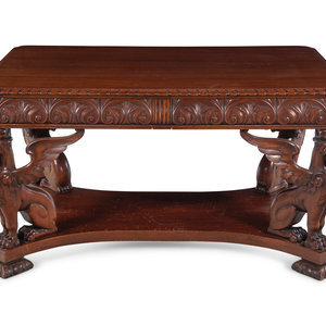 Appraisal: A Renaissance Revival Mahogany Library Table Late th Century Height