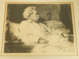 Appraisal: S J WOOLF Lithographic Print Mark Twain Pencil signed --