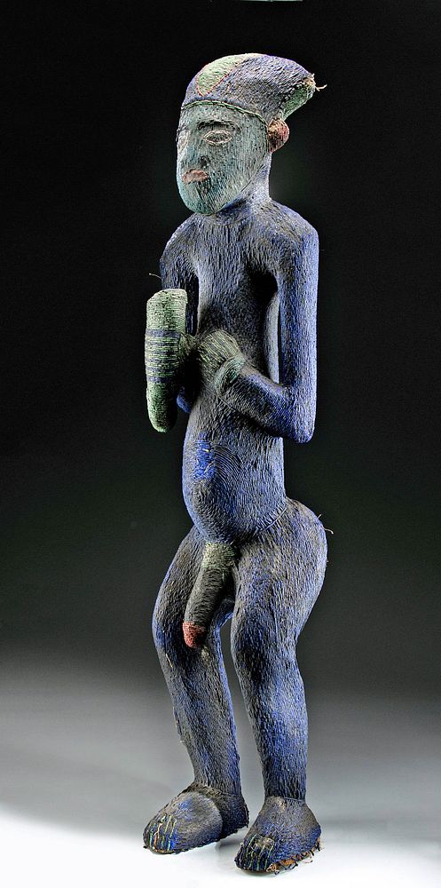 Appraisal: Large Early th C African Bamileke Beaded Figure Africa Cameroon