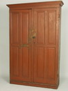 Appraisal: CUPBOARD - th C two door red painted storage cupboard