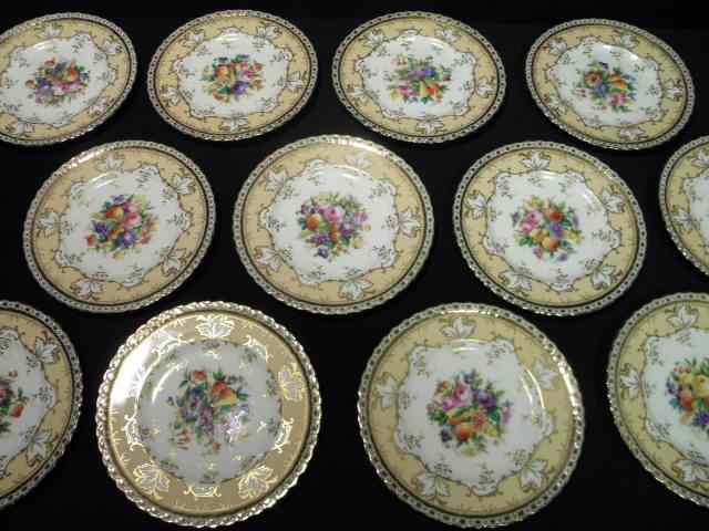 Appraisal: Twelve hand painted plates by Mintons for Tiffany Co Hand