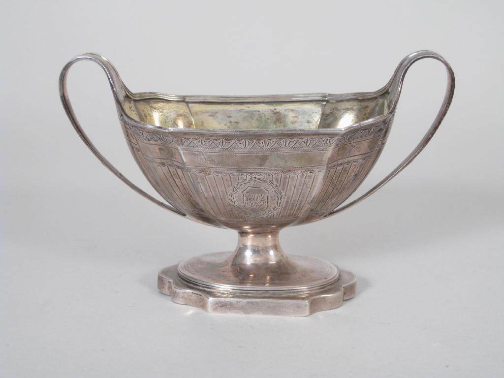 Appraisal: A George III two handled shaped oval Sugar Basket with